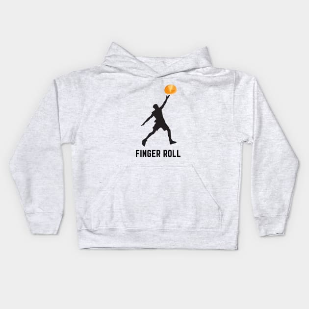 Finger roll- a funny basketball design Kids Hoodie by C-Dogg